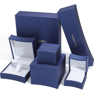 Buy Custom Logo Octagonal Jewelry Packaging Box in Blue Leather for Necklace Earrings Ring online manufacture