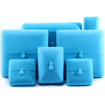Buy Sky Blue Velvet Hanhong Custom Logo Jewelry Packaging Box for Bracelet Earrings Gift online manufacture