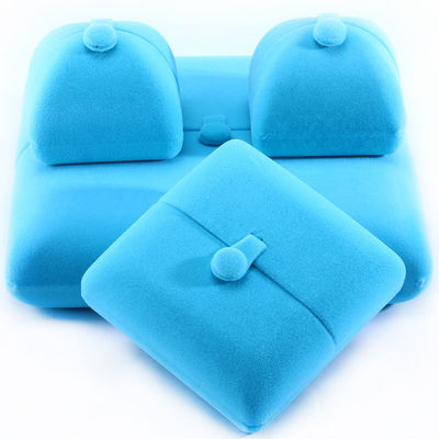 Sky Blue Velvet Hanhong Custom Logo Jewelry Packaging Box for Bracelet Earrings Gift