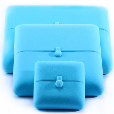 Sky Blue Velvet Hanhong Custom Logo Jewelry Packaging Box for Bracelet Earrings Gift