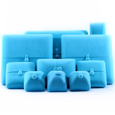 Sky Blue Velvet Hanhong Custom Logo Jewelry Packaging Box for Bracelet Earrings Gift