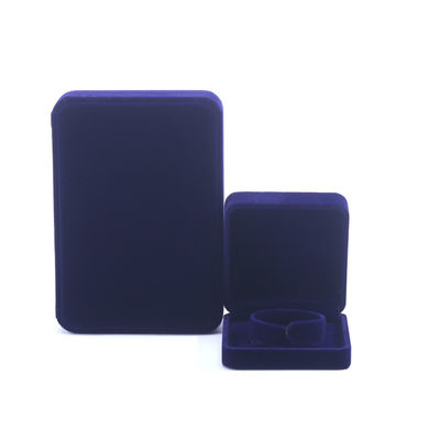 China Manufacturing wholesale high end Handmade Necklace Ring Box Jewellery Packaging Custom logo Luxury Square Suede Velvet Blue Jewelry Box