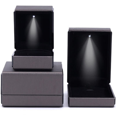 Hanhong Custom Logo LED Light Jewelry Packaging Box in Gray for Bracelet Necklace and Ring