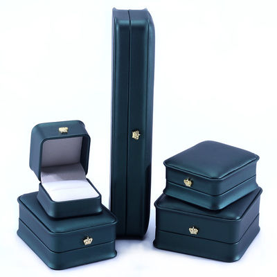 Green Crown Design Luxury PU Leather Jewelry Box for Bracelet Necklace Ring and Green