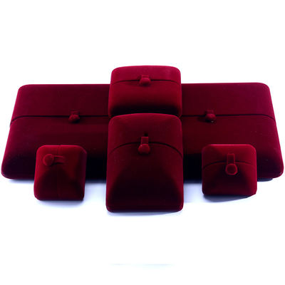 Customized Size Red Velvet Jewelry Box for Luxury Bracelets Earrings and Necklaces