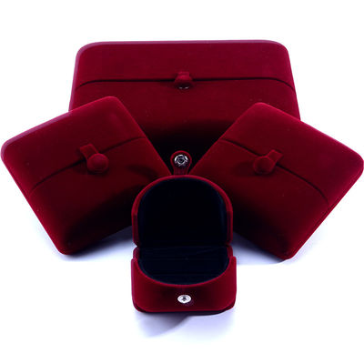 Customized Size Red Velvet Jewelry Box for Luxury Bracelets Earrings and Necklaces