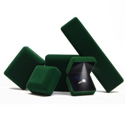 Buy Green Jewelry Box Custom LED Velvet Jewelry Package with Luxury and Custom Ring Box online manufacture