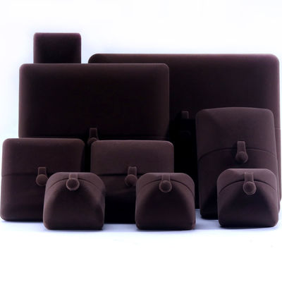 Buy Rectangle Brown Velvet Jewelry Box for Hanhong Custom Logo Bracelet Earrings online manufacture