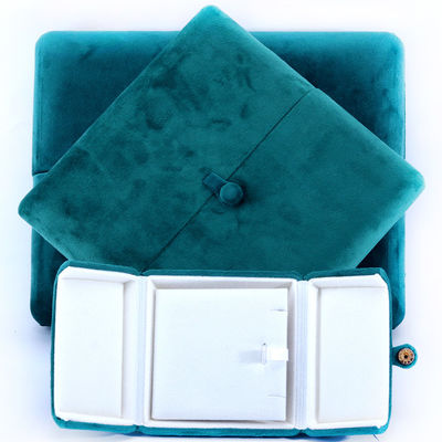 10*10*3cm Custom Logo Luxury Jewelry Box for Green Velvet Bracelet Earrings Packaging