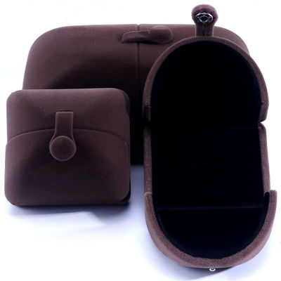 Rectangle Brown Velvet Jewelry Box for Hanhong Custom Logo Bracelet Earrings