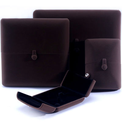Rectangle Brown Velvet Jewelry Box for Hanhong Custom Logo Bracelet Earrings