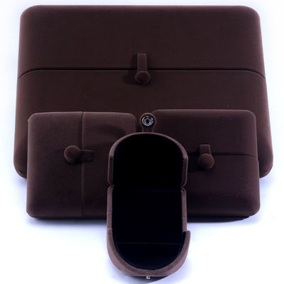 Rectangle Brown Velvet Jewelry Box for Hanhong Custom Logo Bracelet Earrings