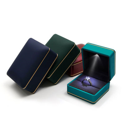 Buy Custom Logo Silk Screen Printing Dark Green LED Jewelry Box for Luxury Rings online manufacture