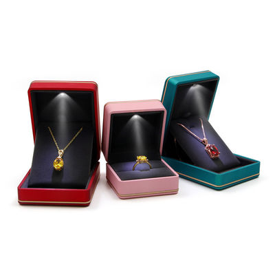 Custom Logo Silk Screen Printing Dark Green LED Jewelry Box for Luxury Rings