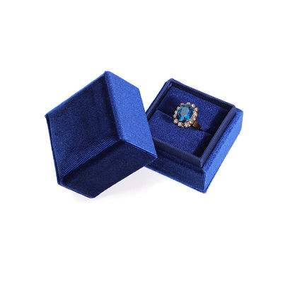 Buy Hanhong Luxury Customized Blue Square Ring Storage Box for Wedding Engagement Paper online manufacture