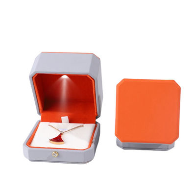 Buy Luxurious Jewelry Package Hanhong Custom Gray Leather Box for Rings and Pendants online manufacture