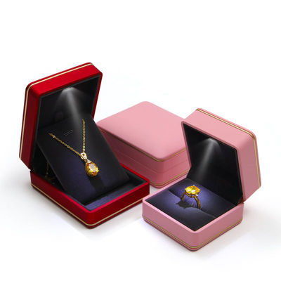 Plastic Velvet Jewelry Boxes Material with Light and Custom Logo Silk Screen Printing