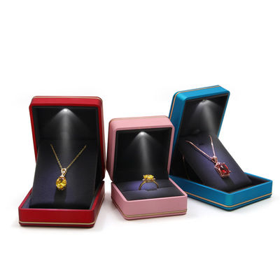 Plastic Velvet Jewelry Boxes Material with Light and Custom Logo Silk Screen Printing
