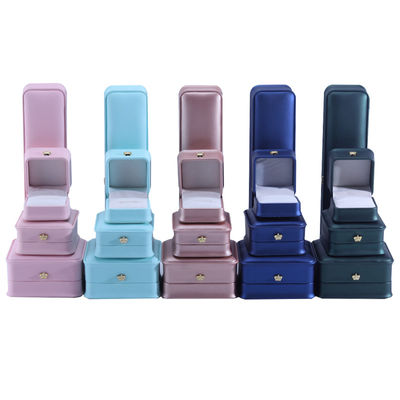 Buy Square Shape Handmade Crown Design Luxury PU Leather Jewelry Box for Rings and Necklaces online manufacture