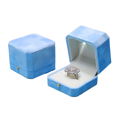 Buy Blue Velvet Octagonal LED Jewelry Boxes Hanhong Screen's Custom Solution for Packaging online manufacture