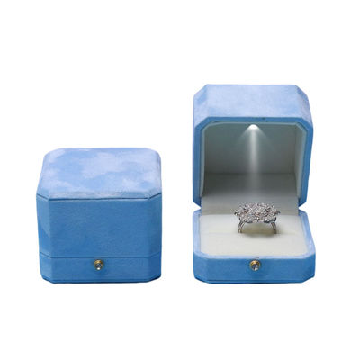 Blue Velvet Octagonal LED Jewelry Boxes Hanhong Screen's Custom Solution for Packaging