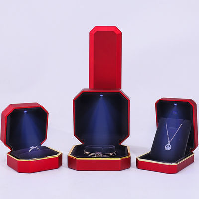 Buy Red LED Velvet Jewelry Box for Customized Necklace Ring Packaging and Other Accessories online manufacture