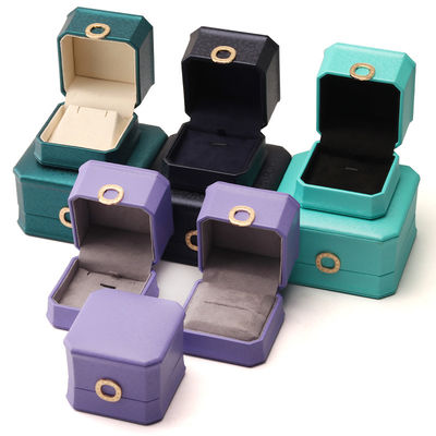 Buy Square Necklace Ring Box with Metal Luxury Leather Jewelry Box Hanhong PU Leather Packaging online manufacture