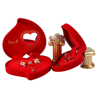Buy Velvet Jewelry Box for Red Love Ring Necklace and Stud Earrings Set Custom Packaging online manufacture