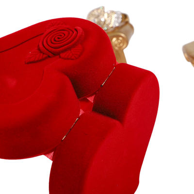 Velvet Jewelry Box for Red Love Ring Necklace and Stud Earrings Set Custom Packaging