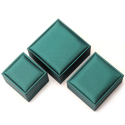 Custom Luxury Velvet Jewelry Packaging Box Green PU Leather Necklace and Ring Hanhong