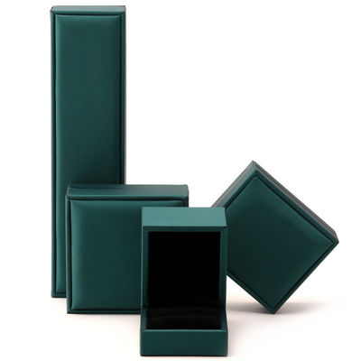 Custom Luxury Velvet Jewelry Packaging Box Green PU Leather Necklace and Ring Hanhong