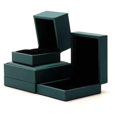 Custom Luxury Velvet Jewelry Packaging Box Green PU Leather Necklace and Ring Hanhong