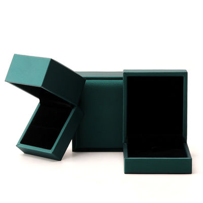 Custom Luxury Velvet Jewelry Packaging Box Green PU Leather Necklace and Ring Hanhong