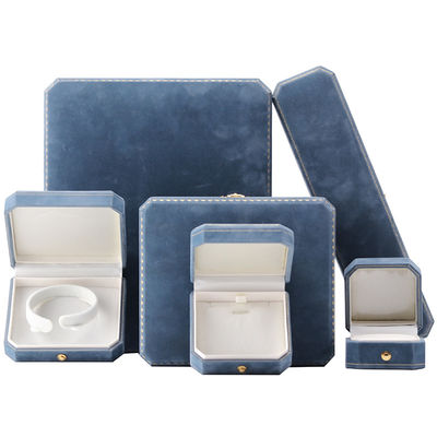 Buy Light Blue Velvet Jewelry Box for Customized Luxury Necklace and Bracelet Packaging online manufacture