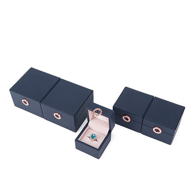 Blue Four-Leaf Clover Luxury PU Leather Jewelry Box with Custom Logo and Hot Stamping