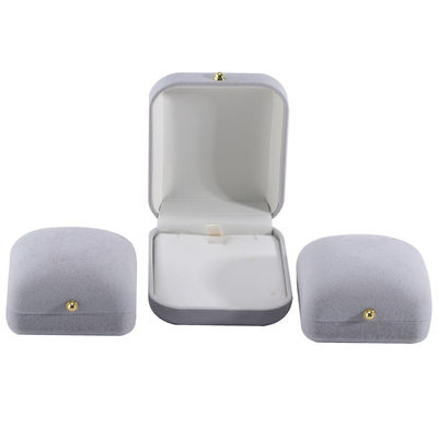 Hanhong Gray Velvet Rectangle Jewelry Box for Bracelet Earrings Necklace Ring Custom