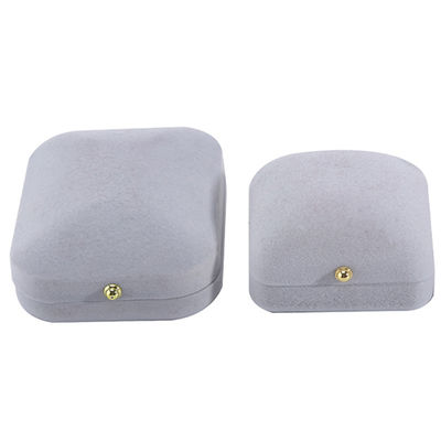 Hanhong Gray Velvet Rectangle Jewelry Box for Bracelet Earrings Necklace Ring Custom