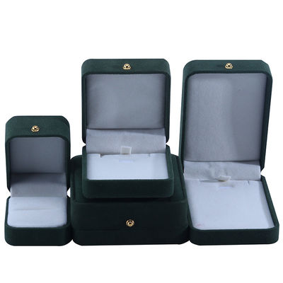 Buy Custom Logo Green Velvet Jewelry Packaging Box for Necklace Bracelet Earrings Ring online manufacture