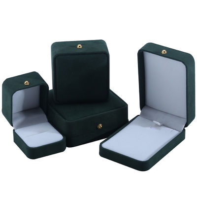 Custom Logo Green Velvet Jewelry Packaging Box for Necklace Bracelet Earrings Ring