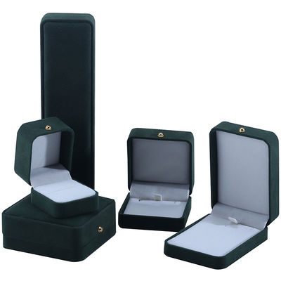 Custom Logo Green Velvet Jewelry Packaging Box for Necklace Bracelet Earrings Ring