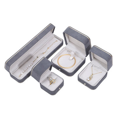 Buy Hot Stamping Logo Hanhong Gray Custom Jewelry Box for Necklace Bracelet Earrings online manufacture