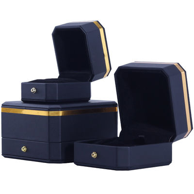 Buy Octagonal Black PU Leather Jewelry Box for Hanhong Custom Logo Bracelet Necklace Ring online manufacture