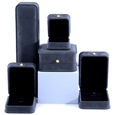 Buy Handmade Gray Velvet Jewelry Box for Custom Luxury Bracelet Earrings Necklace Pearl Lock online manufacture