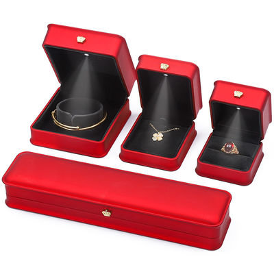 Buy LED Light Red Color Jewelry Box Sets , Jewelry Packaging Box With Custom Logo online manufacture
