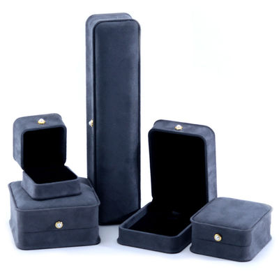 Handmade Gray Velvet Jewelry Box for Custom Luxury Bracelet Earrings Necklace Pearl Lock