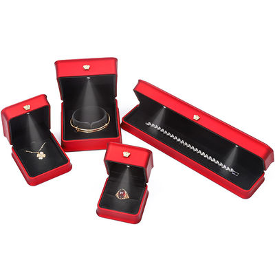 LED Light Red Color Jewelry Box Sets , Jewelry Packaging Box With Custom Logo