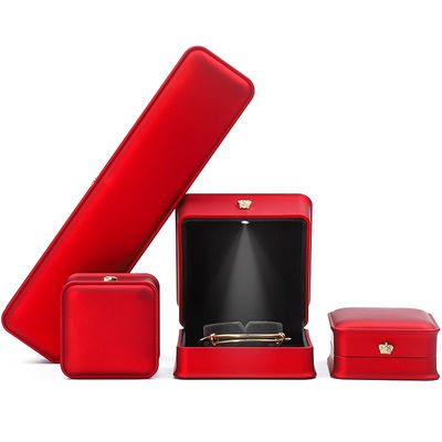 LED Light Red Color Jewelry Box Sets , Jewelry Packaging Box With Custom Logo