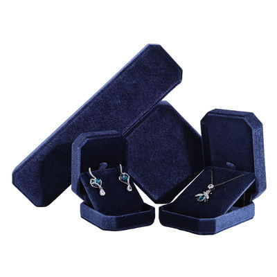 Hanhong Navy Blue Pendant Necklace Bracelet Box with Korean Velvet Jewelry Package