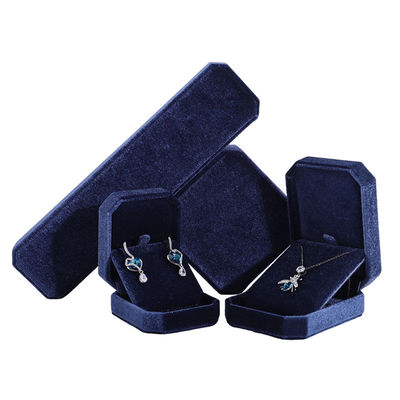 Hanhong Navy Blue Pendant Necklace Bracelet Box with Korean Velvet Jewelry Package