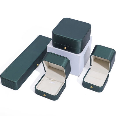 Buy Newest Style Green PU Leather Jewelry Packaging Box for Wedding Necklace Earrings Ring online manufacture